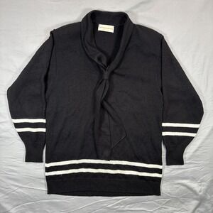 VTG Vivanti 80s Black‎ Stripe Knit Sweater Womens Sailor USA Made Shoulder Pads
